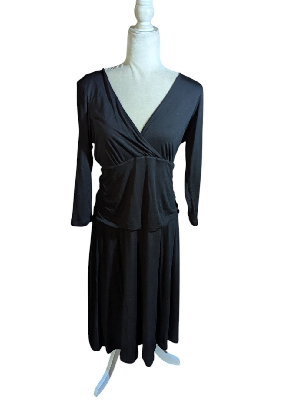 Boden Black Wrap-Style Knit Dress Classic Career Sz 12T